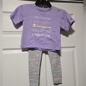 Champion Lavender Tee and Multicolor Leggings Set